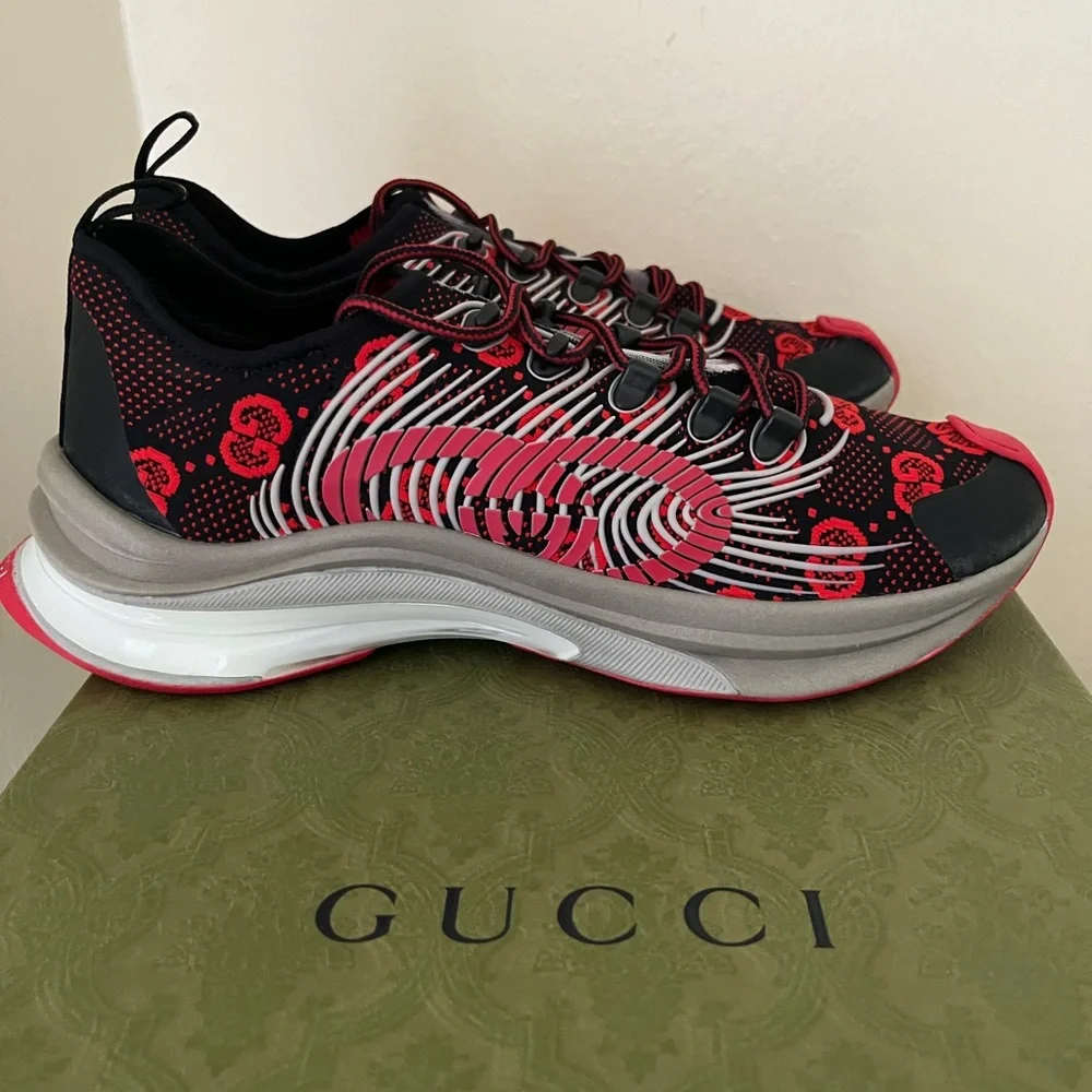 NIB Gucci Run G Logo GG Technical Knit Run  Red /Bback Sz 10G / US 10.5 $920 - Picture 5 of 14